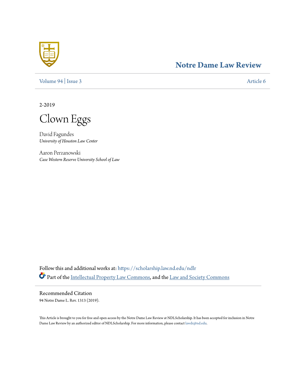 Clown Eggs David Fagundes University of Houston Law Center