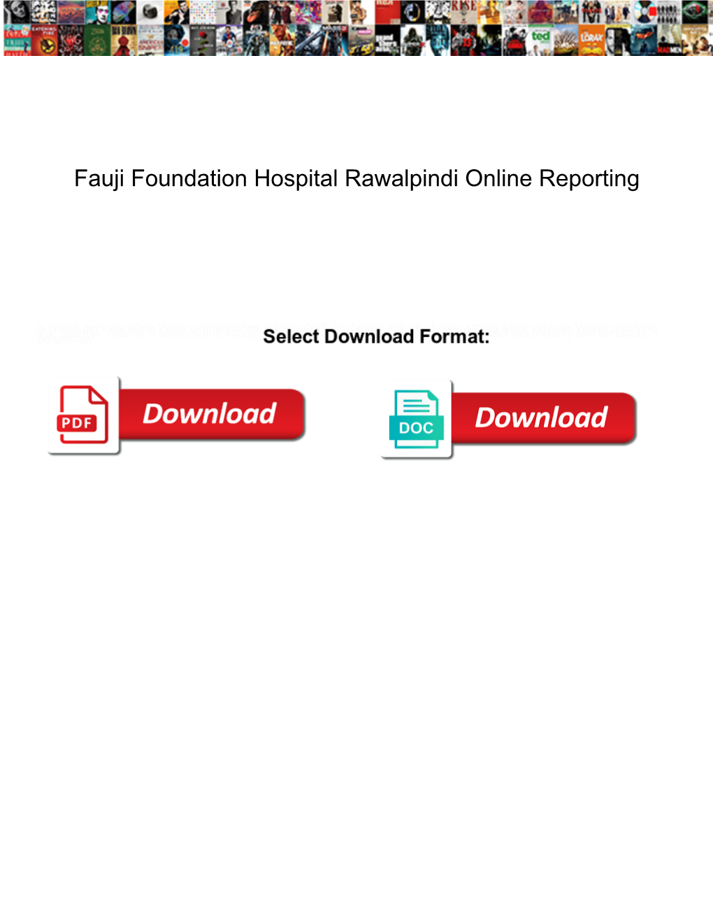 Fauji Foundation Hospital Rawalpindi Online Reporting