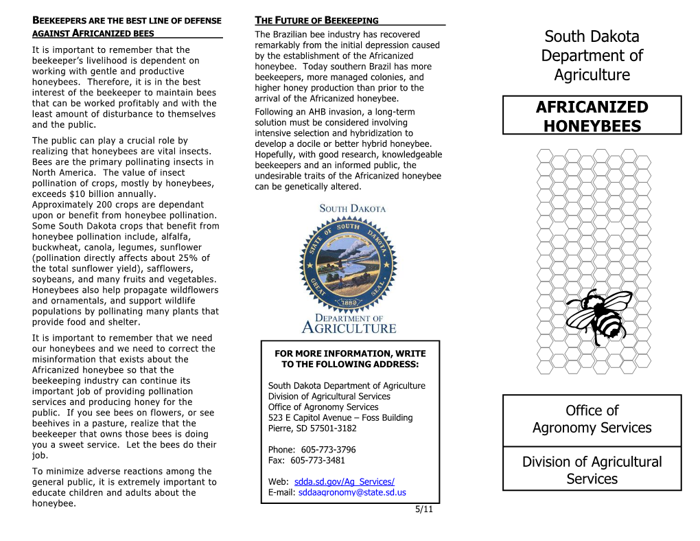 Africanized Bees Brochure