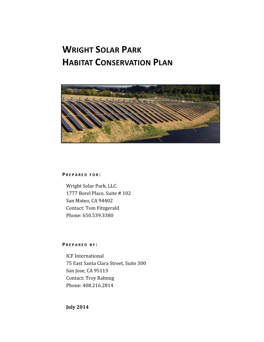 Wright Solar Park Habitat Conservation Plan