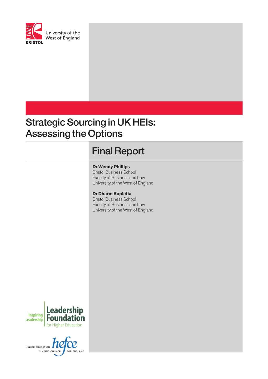 Strategic Sourcing in UK Heis: Assessing the Options Final Report