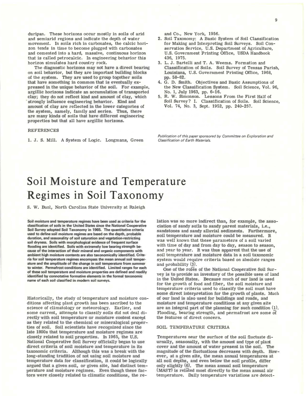 Soil Moisture and Temperature Regimes in Soil Taxonomy S