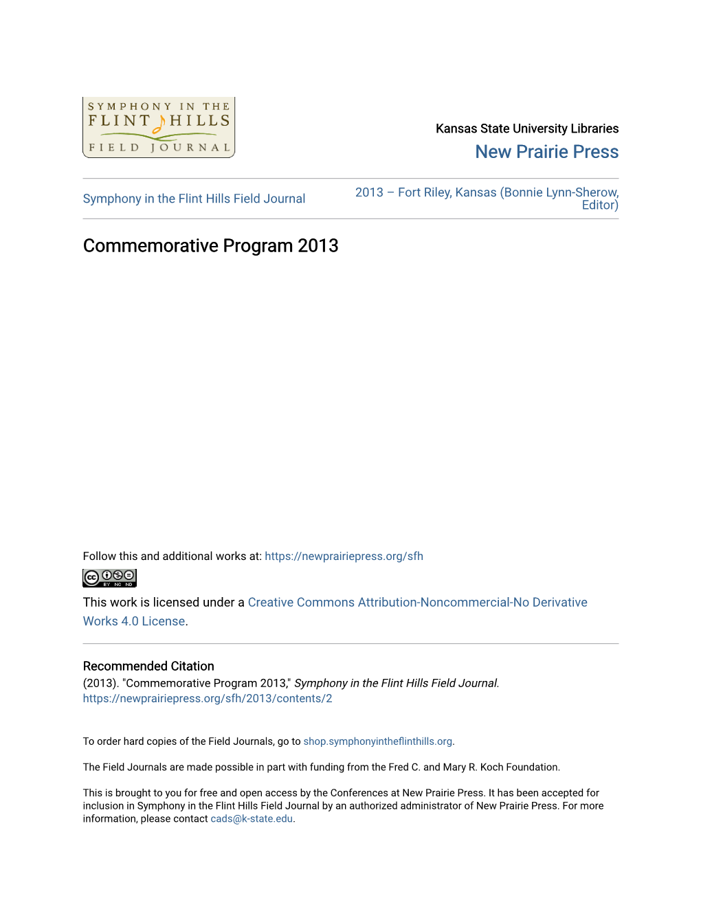 Commemorative Program 2013