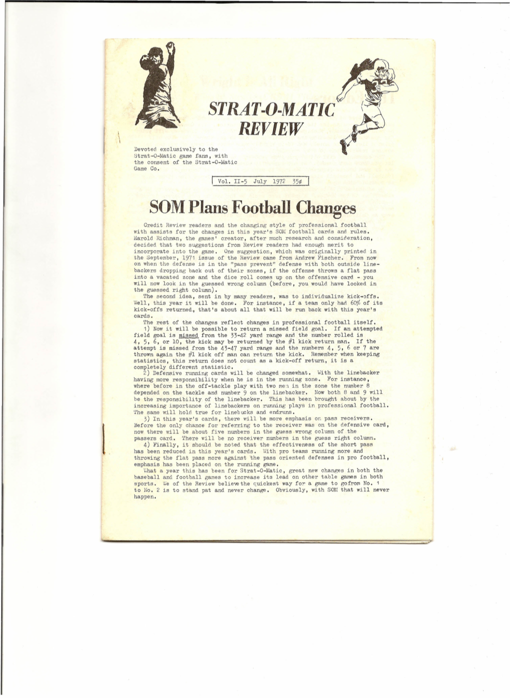 July 1972 35¢ SOM Plans Football Changes