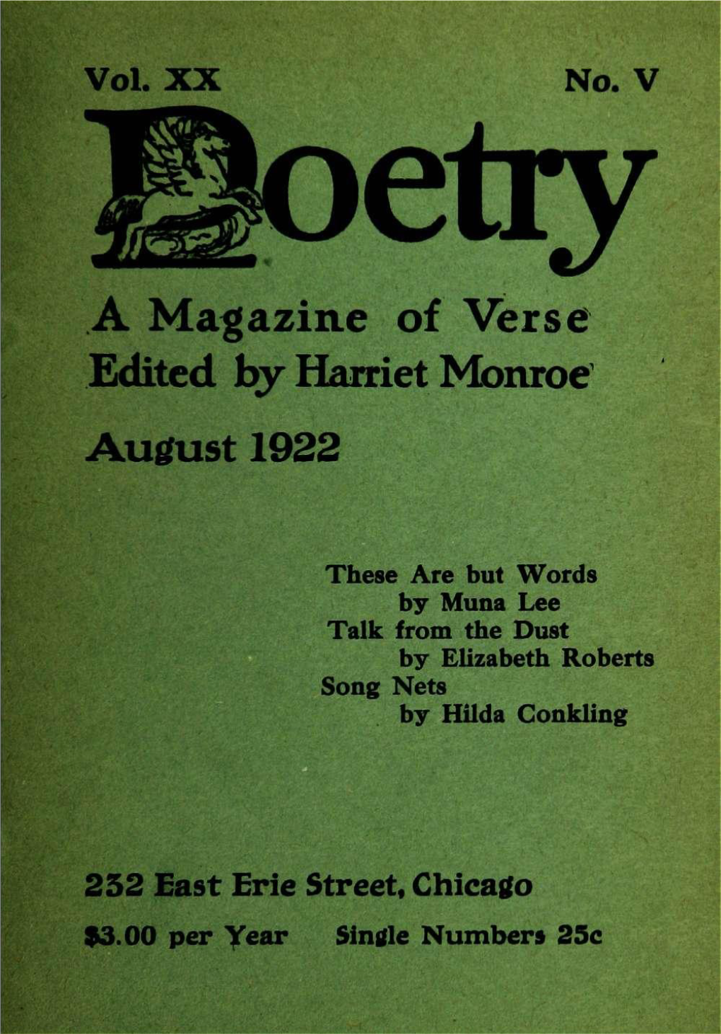 A Magazine of Verse Edited by Harriet Monroe August 1922