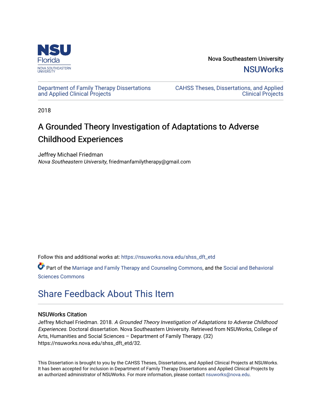 A Grounded Theory Investigation of Adaptations to Adverse Childhood Experiences