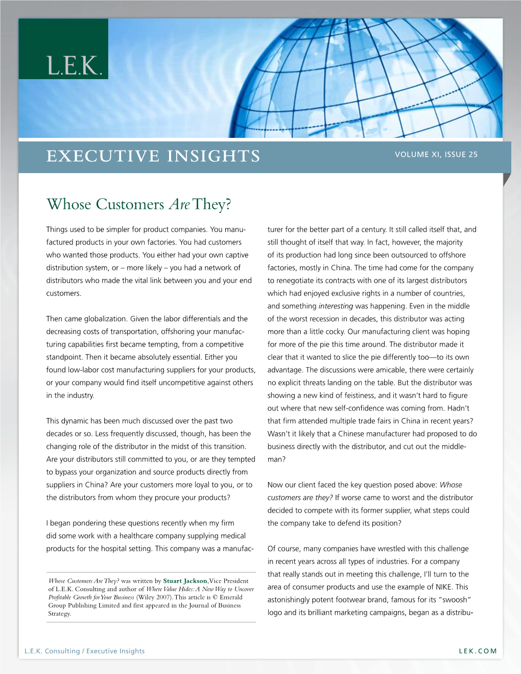 Executive Insights Volume XI, Issue 25