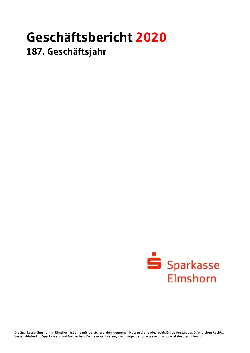 Geschäftsbericht 2020 Sparkasse Elmshorn