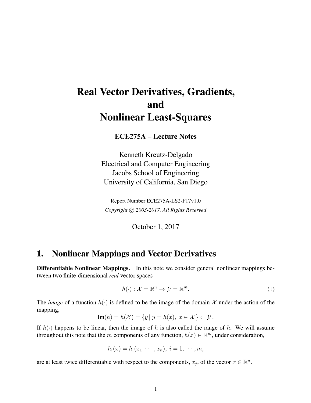 Real Vector Derivatives, Gradients, and Nonlinear Least-Squares