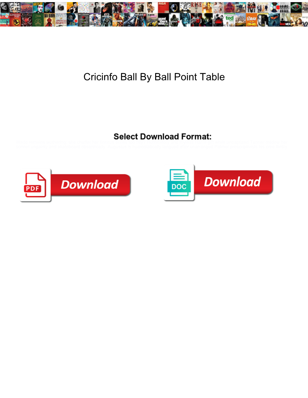 Cricinfo Ball by Ball Point Table