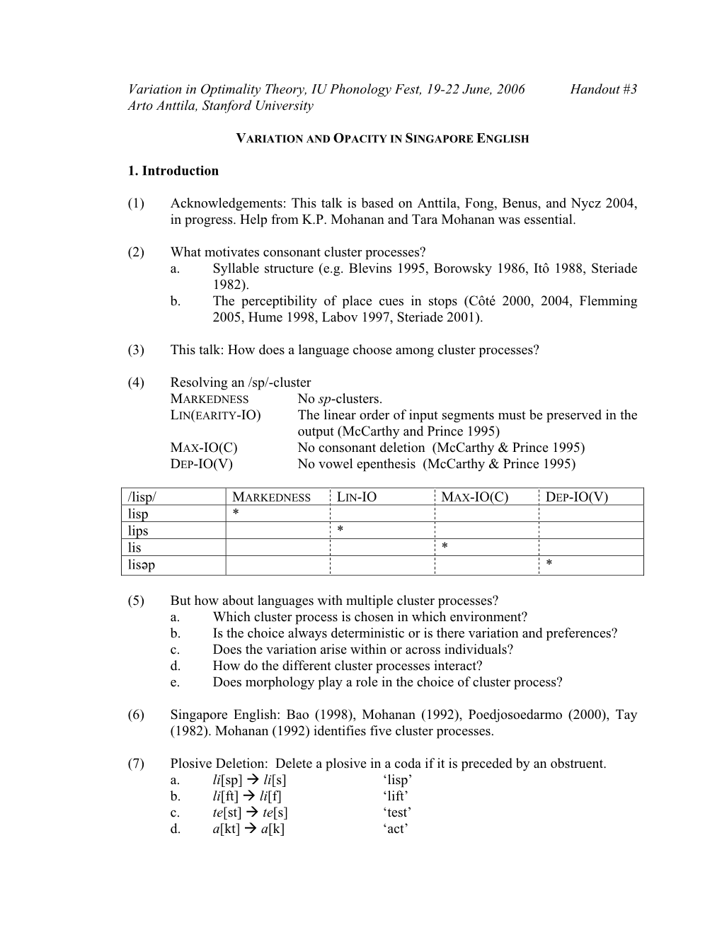 Deriving Consonant Cluster Phonotactics