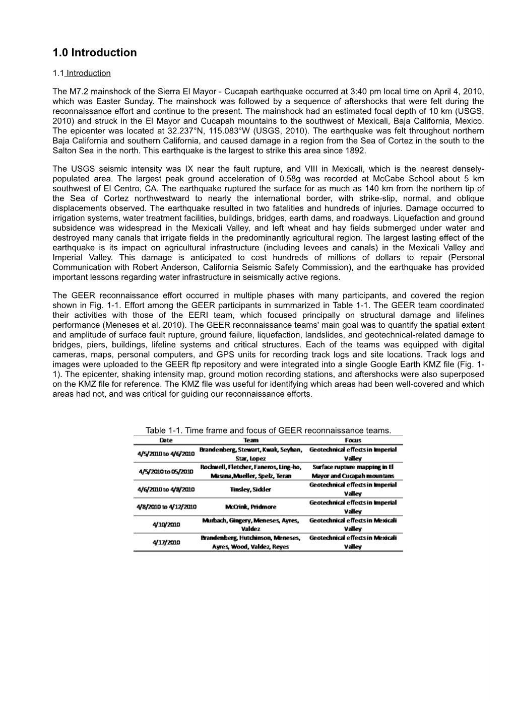 Preliminary Report on Seismological and Geotechnical Engineering Aspects of the April 4 2010 Mw