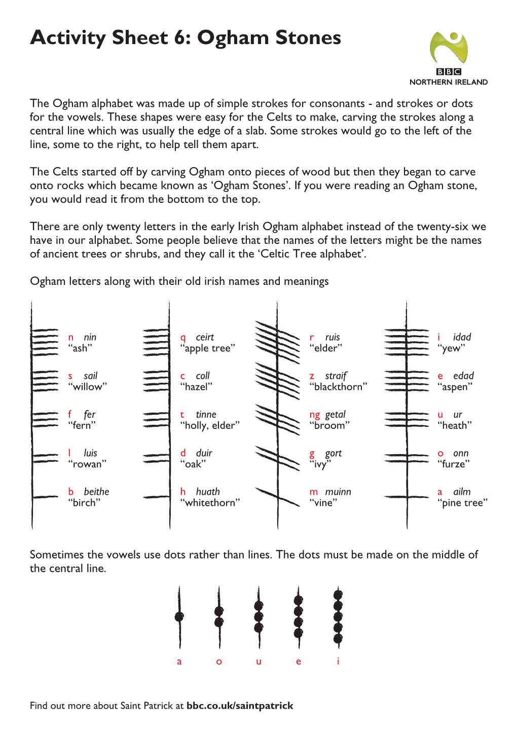 Activity Sheet 6: Ogham Stones