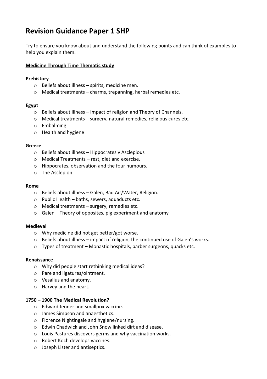 Revision Checklist Paper 1 3Rd June 2009