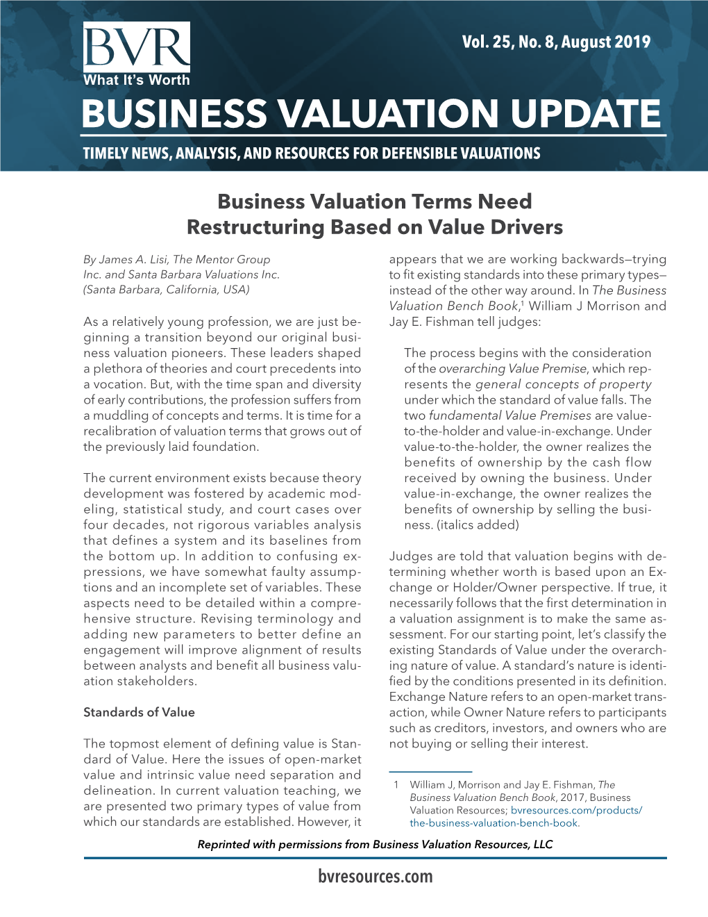 Business Valuation Update Timely News, Analysis, and Resources for Defensible Valuations