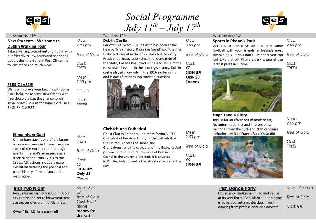 Social Programme July 11 Th