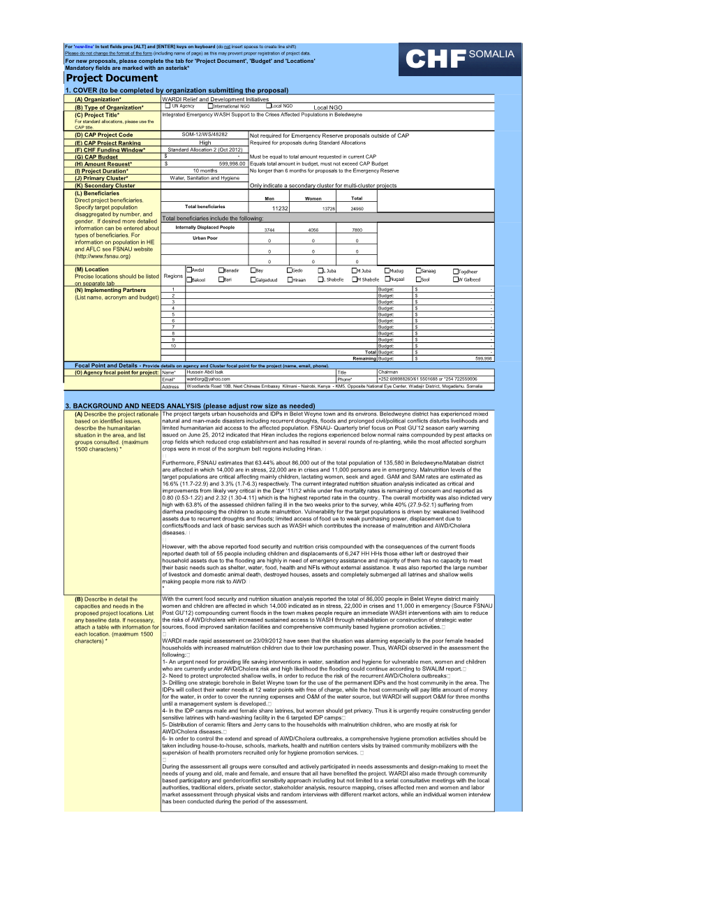 Project Document', 'Budget' and 'Locations' Mandatory Fields Are Marked with an Asterisk* Project Document 1