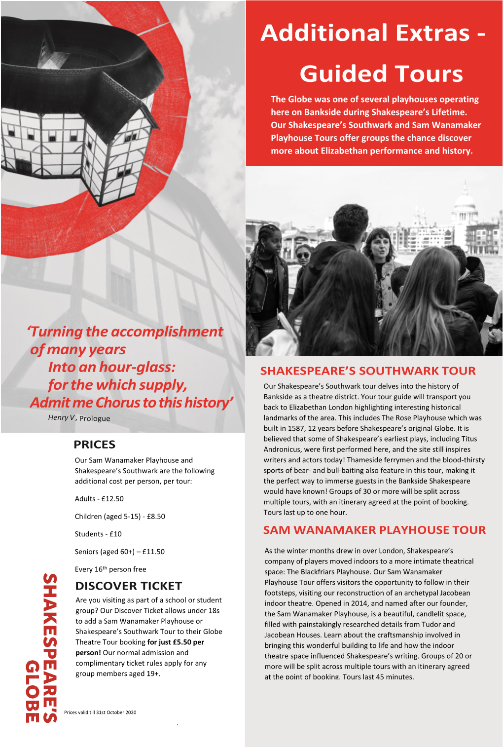 Sam Wanamaker Playhouse Tour Discover Ticket