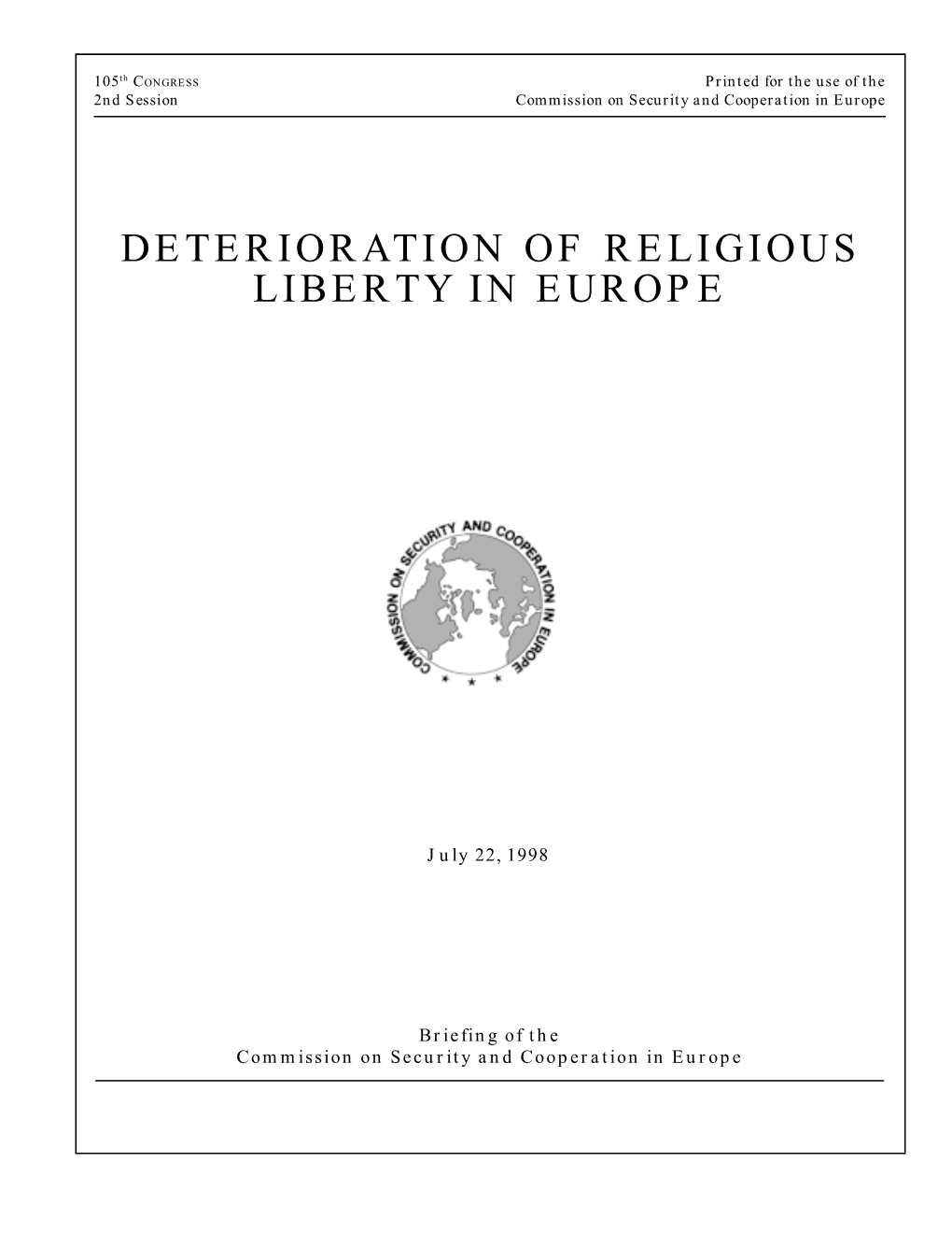 Deterioration of Religious Liberty in Europe