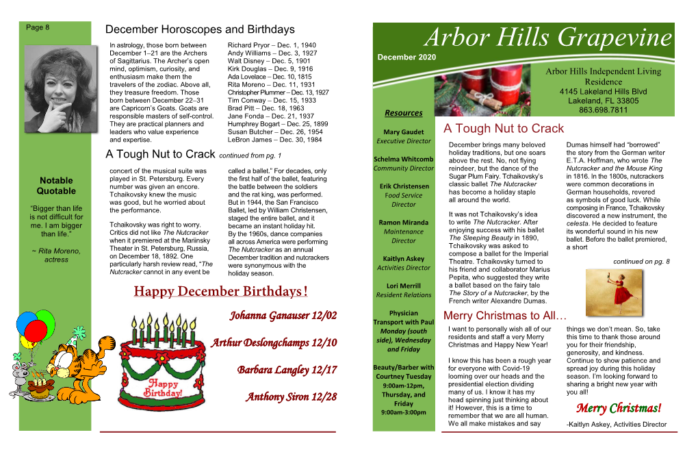 Arbor Hills Grapevine December 1–21 Are the Archers Andy Williams – Dec