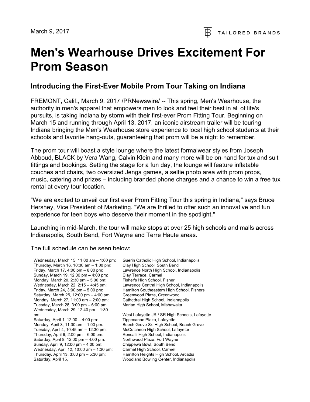 Men's Wearhouse Drives Excitement for Prom Season