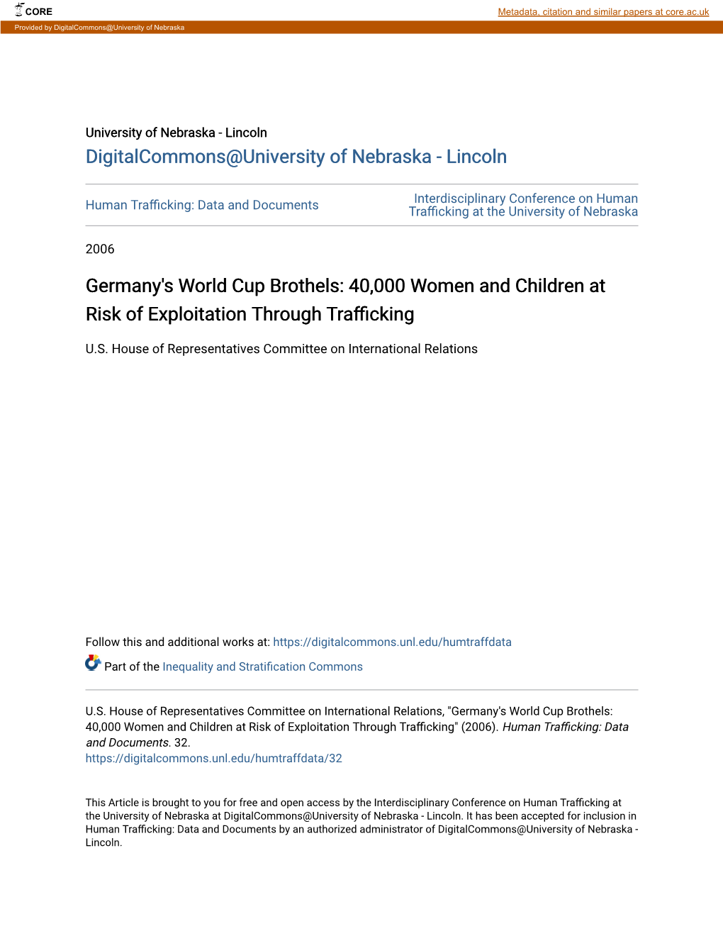 Germany's World Cup Brothels: 40,000 Women and Children at Risk of Exploitation Through Trafficking