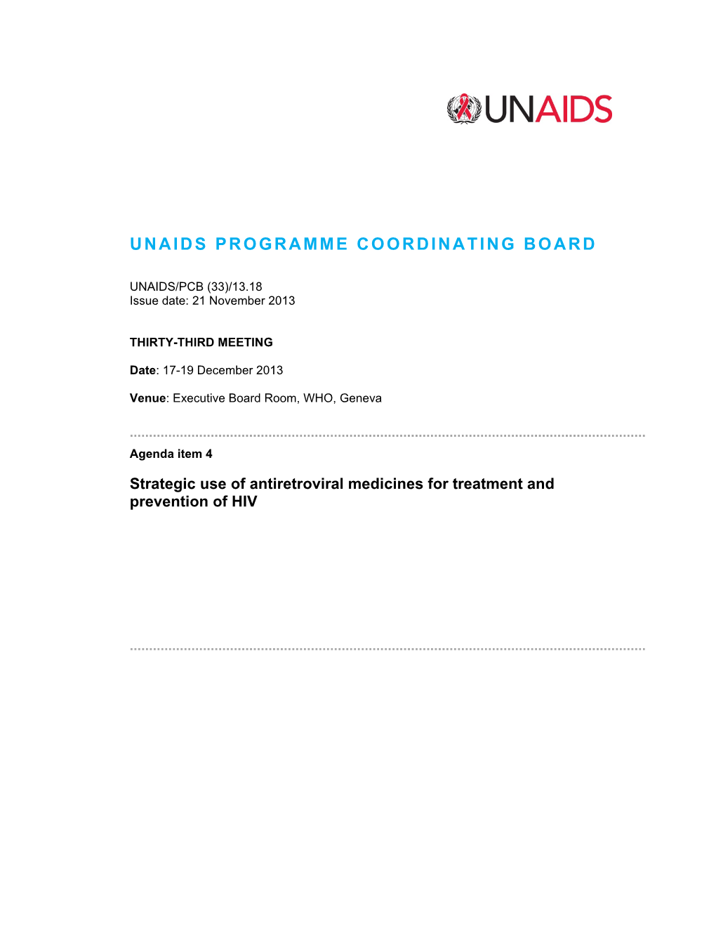 Unaids Programme Coordinating Board