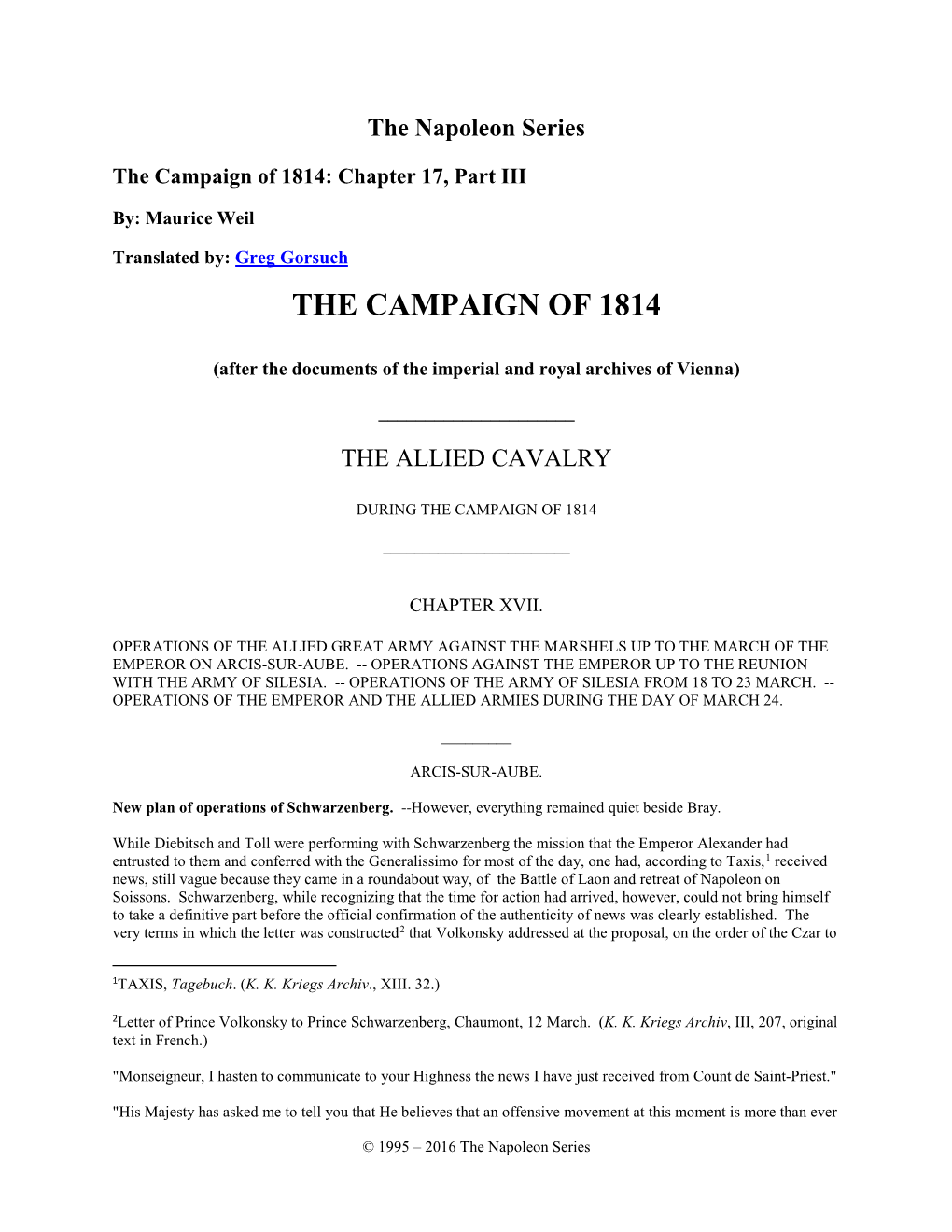 The Campaign of 1814: Chapter 17, Part III