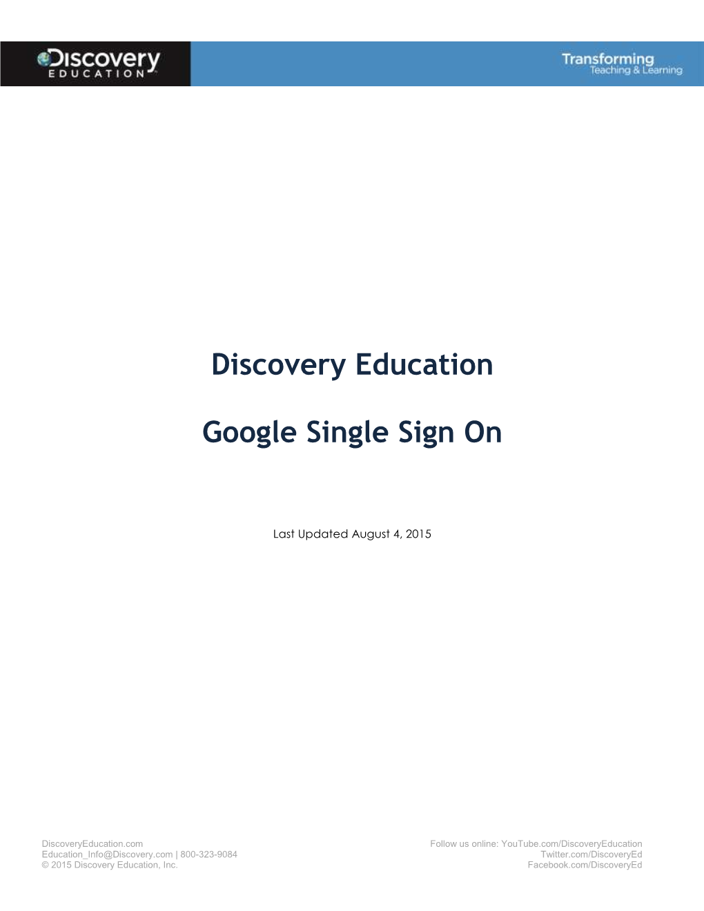 Discovery Education Google Single Sign On