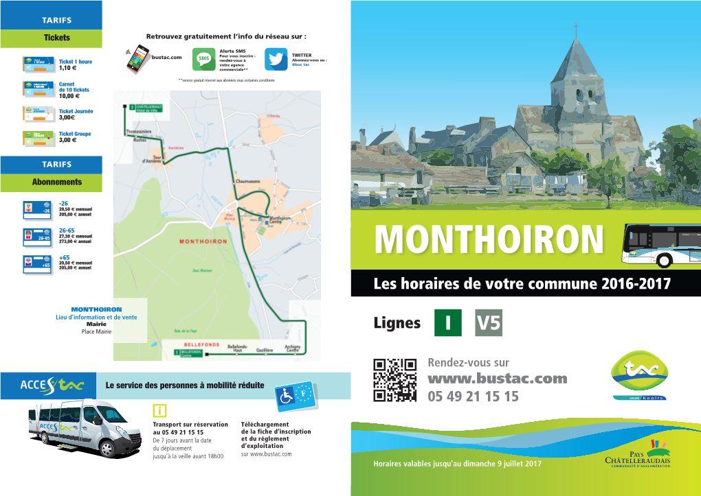 MONTHOIRON 20,50 Mensuel 205,00 Annuel Les Horaires De Votre Commune 2016-2017