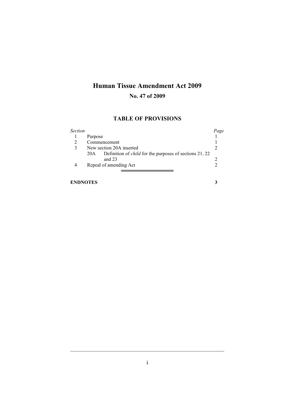 Human Tissue Amendment Act 2009