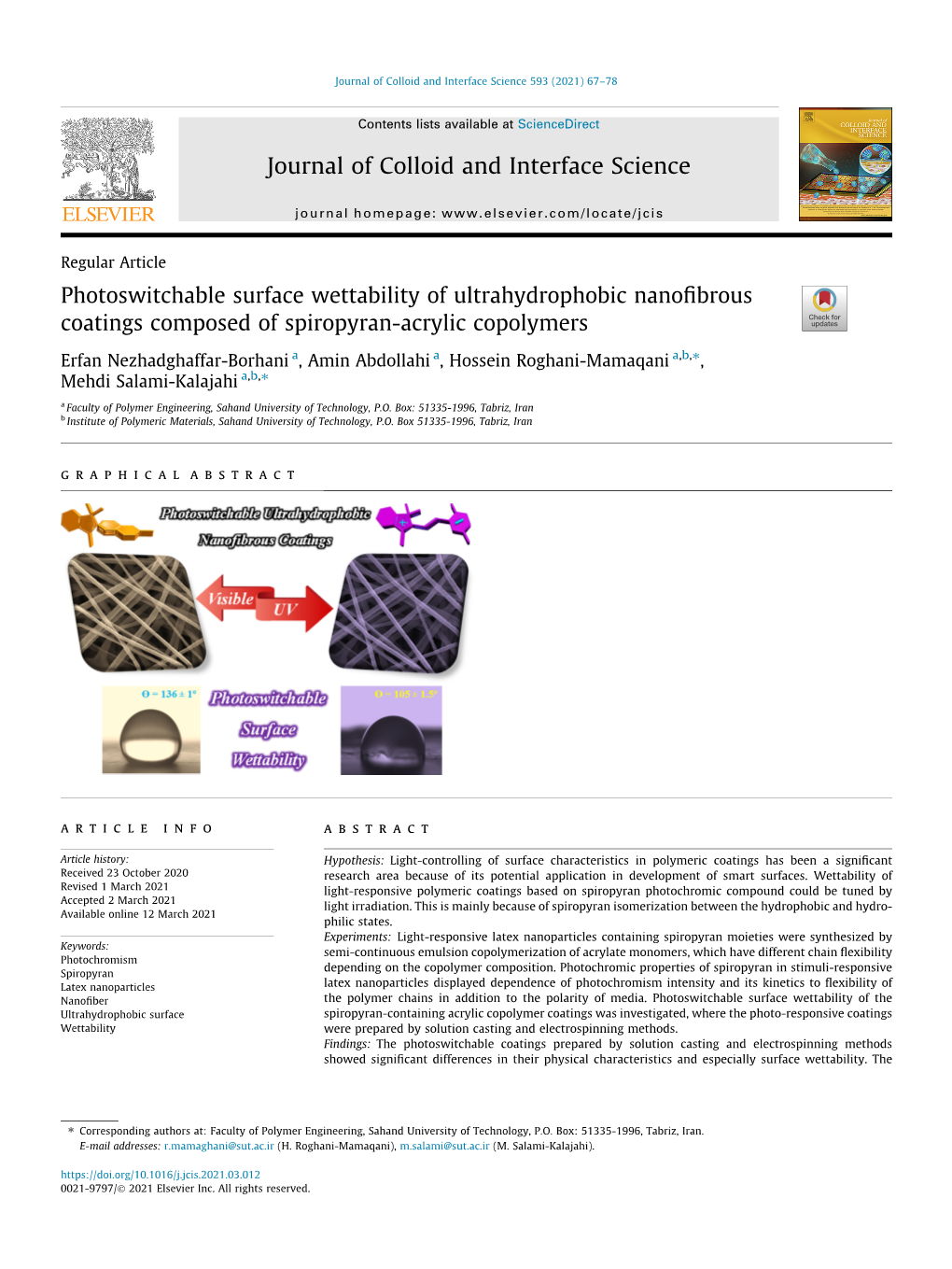 Photoswitchable Surface Wettability of Ultrahydrophobic Nanofibrous