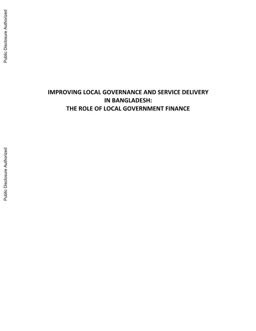 The Role of Local Government Finance