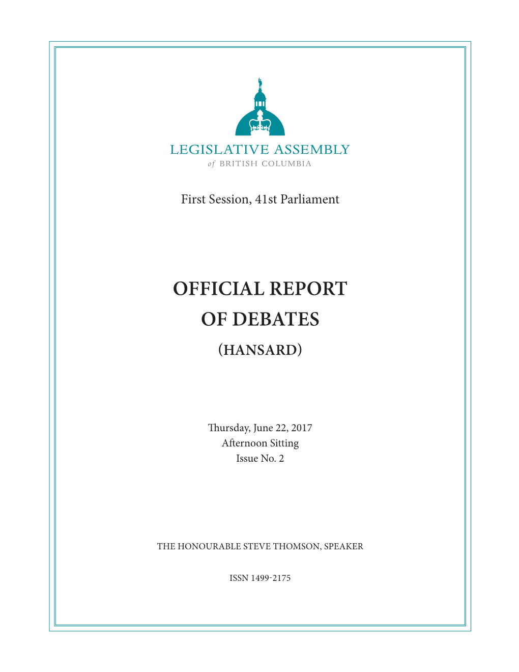 Official Report of Debates (Hansard)