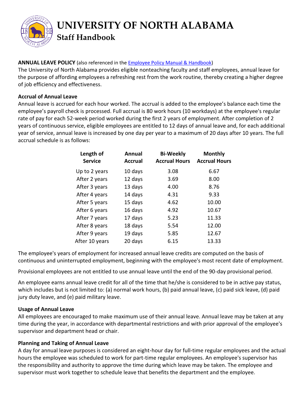 Annual Leave Policy