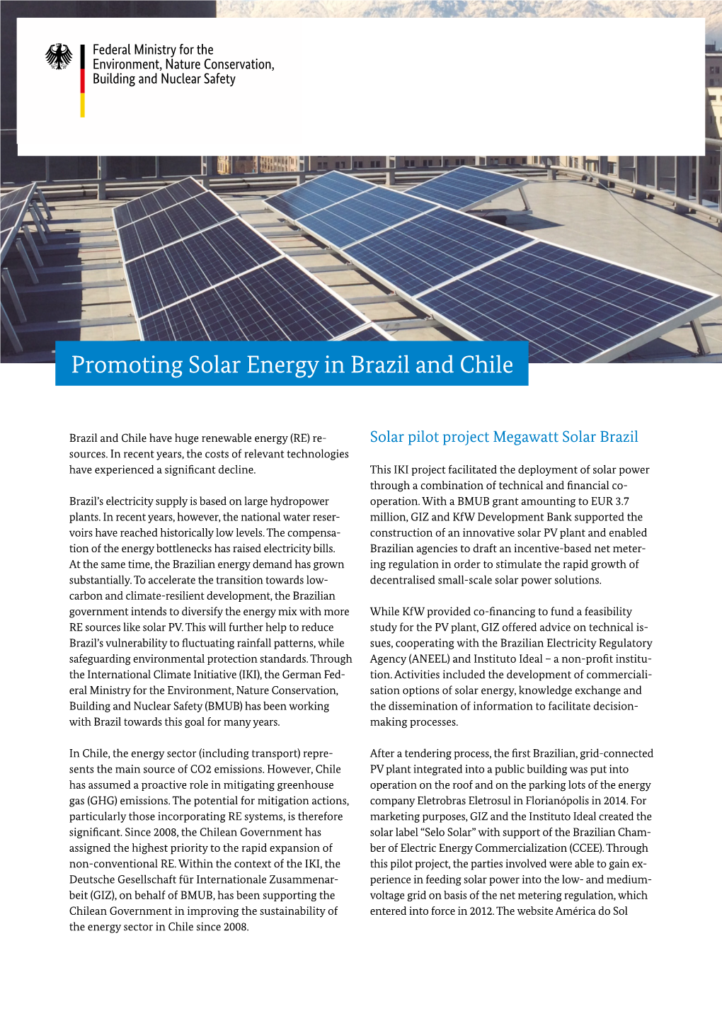 Promoting Solar Energy in Brazil and Chile