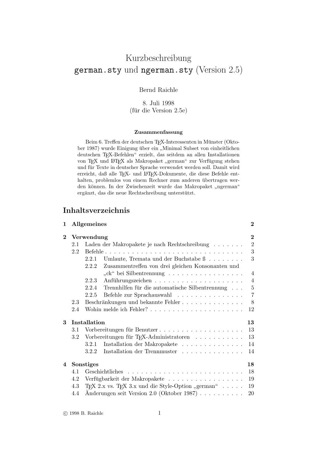 Kurzbeschreibung German.Sty Und Ngerman.Sty (Version 2.5)