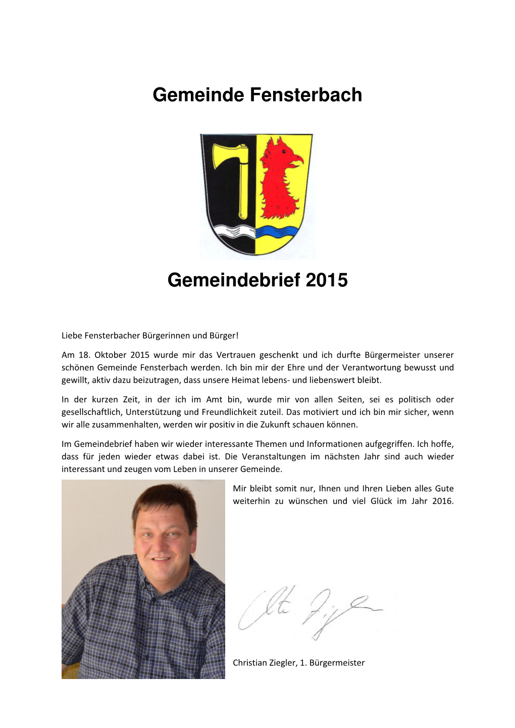 Gemeinde Fensterbach Gemeindebrief 2015