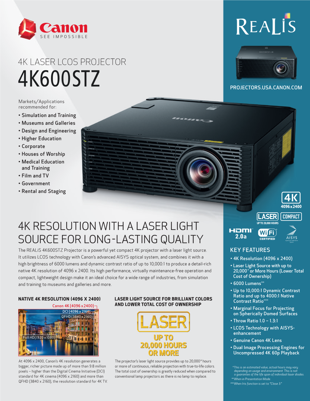 4K Resolution with a Laser Light Source for Long