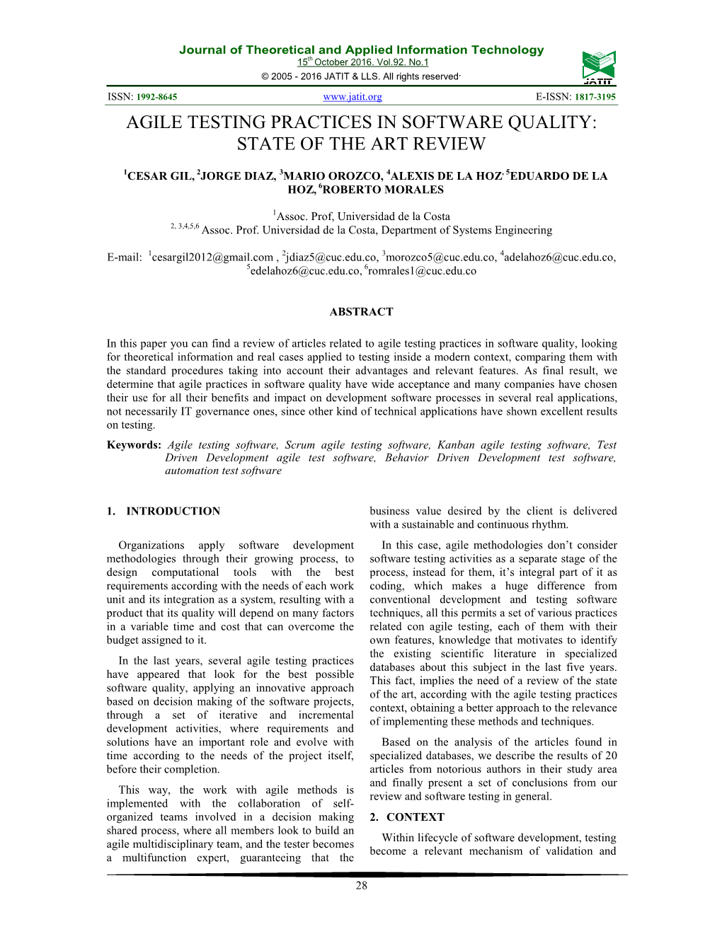 Agile Testing Practices in Software Quality: State of the Art Review