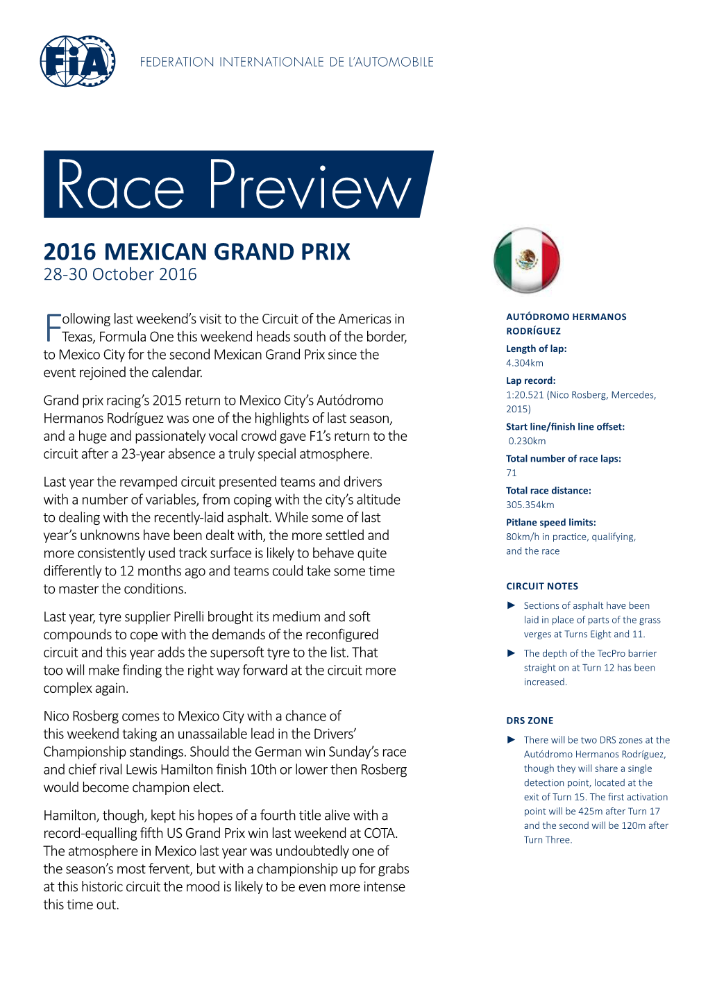 2016 MEXICAN GRAND PRIX 28-30 October 2016