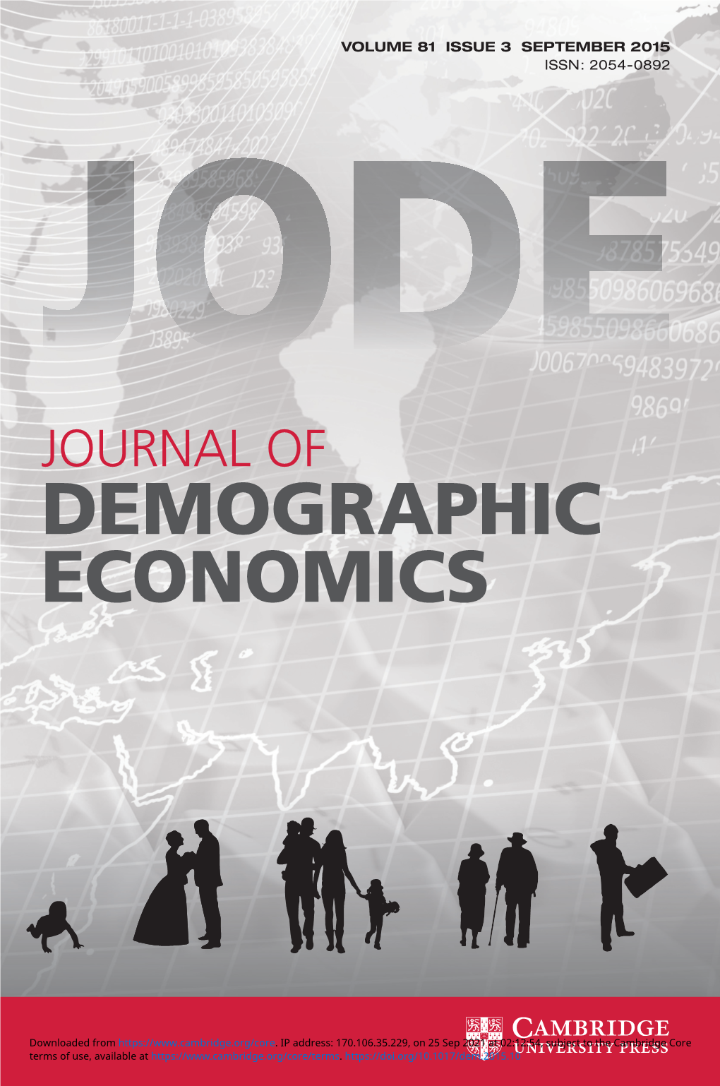 Journ a L O F Demogr Ap Hic E C Onomics