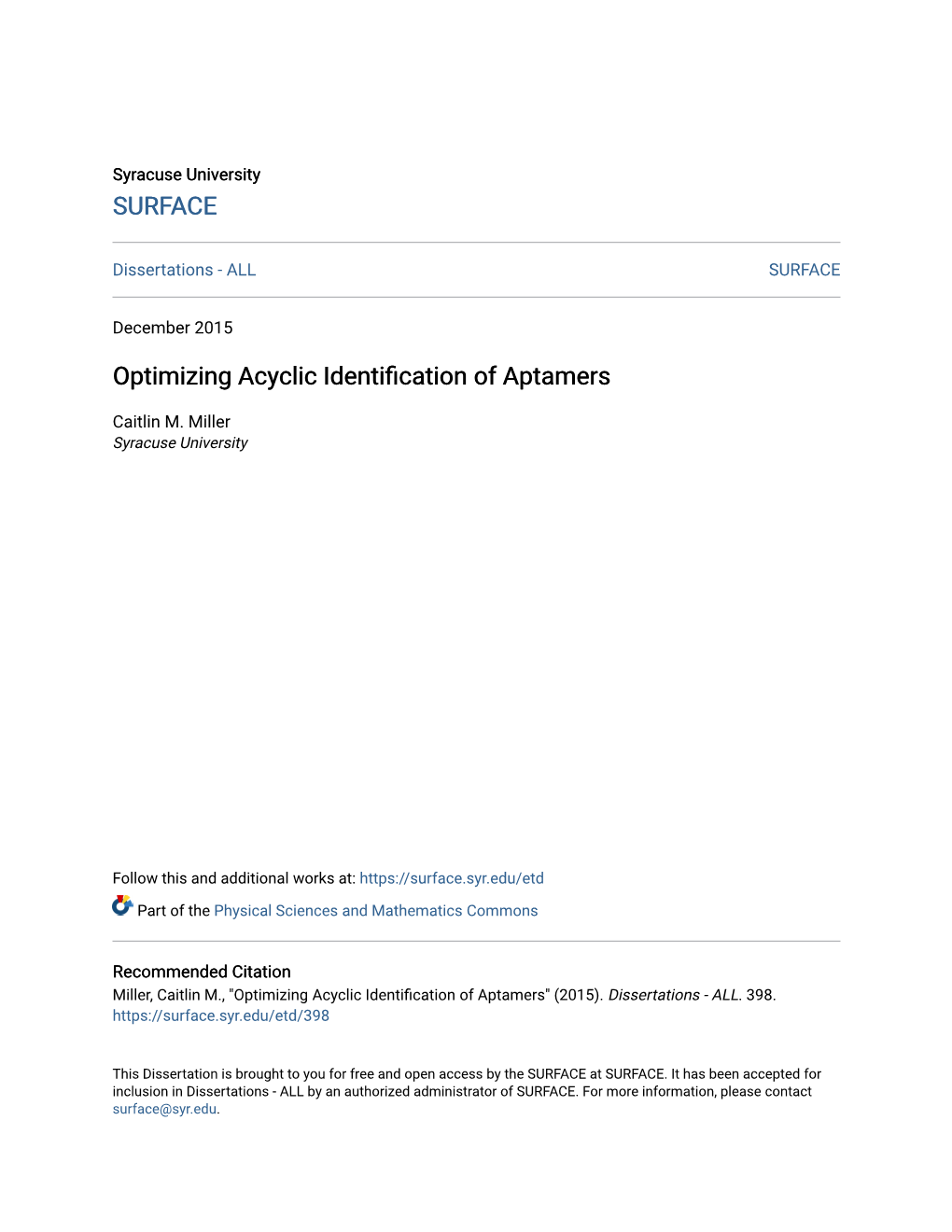 Optimizing Acyclic Identification of Aptamers