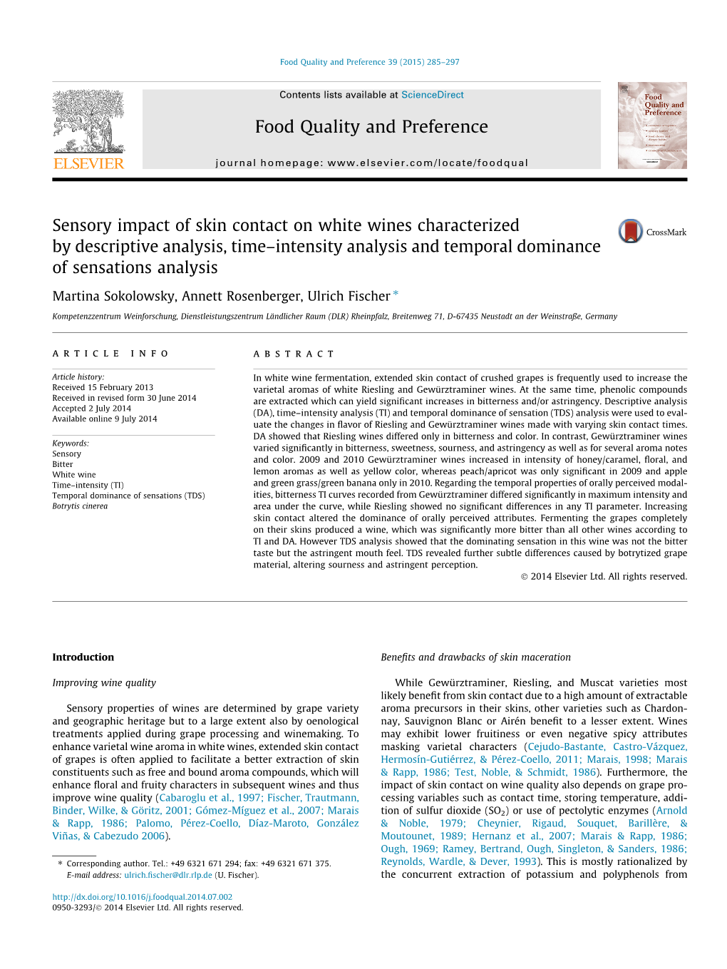 Sensory Impact of Skin Contact on White Wines Characterized By