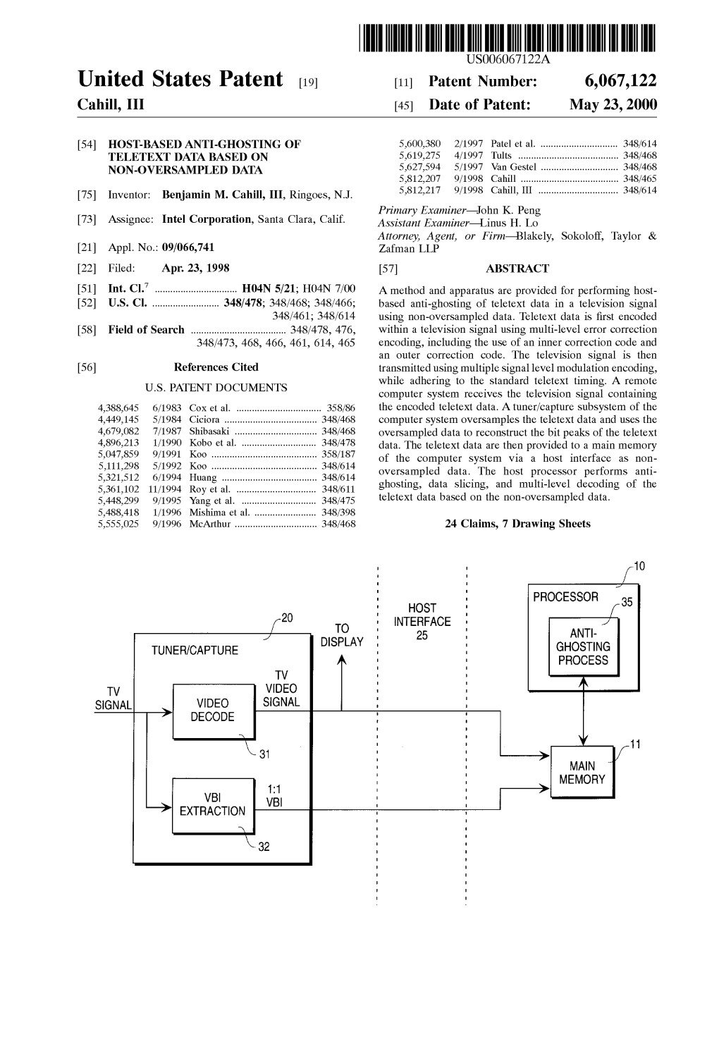 United States Patent (19) 11 Patent Number: 6,067,122 Cahill, III (45) Date of Patent: May 23, 2000