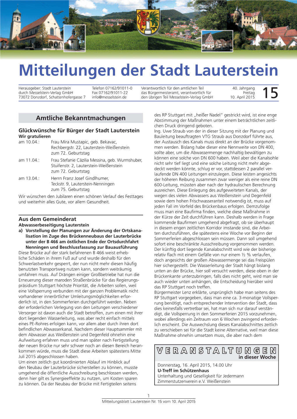 Mitteilungen Der Stadt Lauterstein