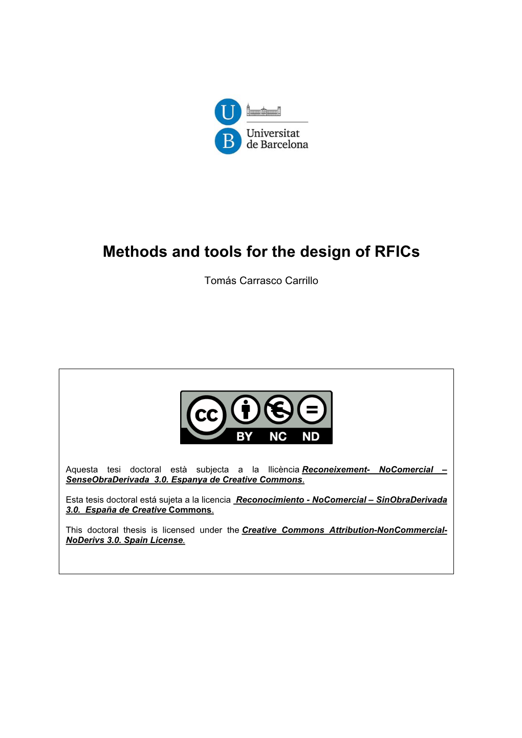 Methods and Tools for the Design of Rfics