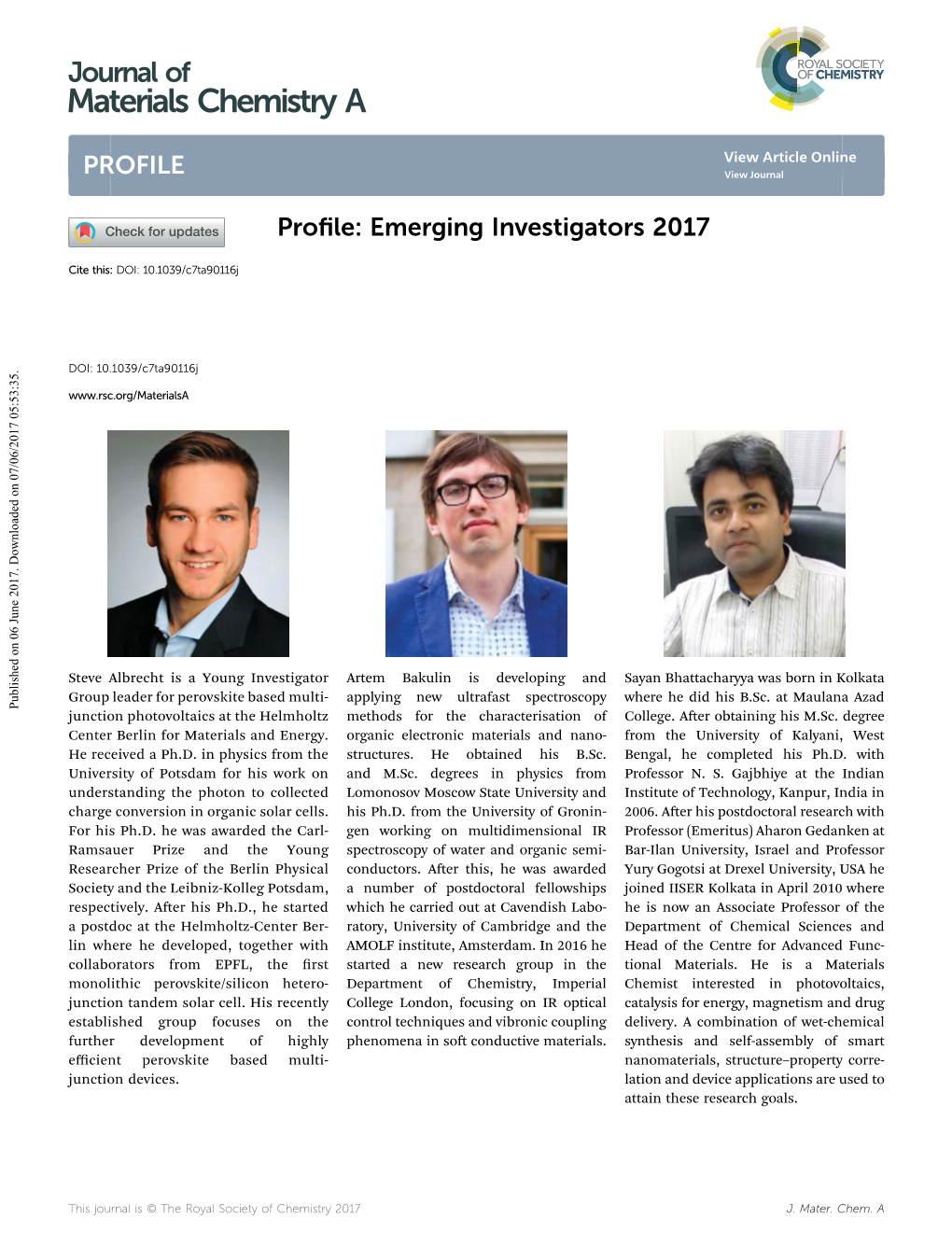 Emerging Investigators 2017