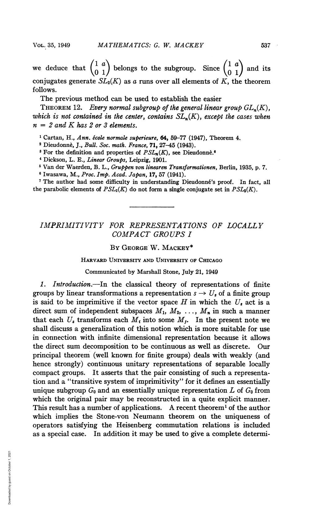 COMPACT GROUPS I Direct Sum of Independent Subspaces M,, M2