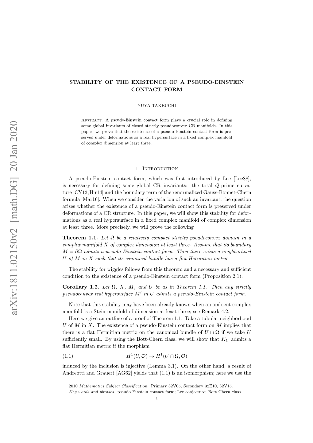 Stability of the Existence of a Pseudo-Einstein Contact Form